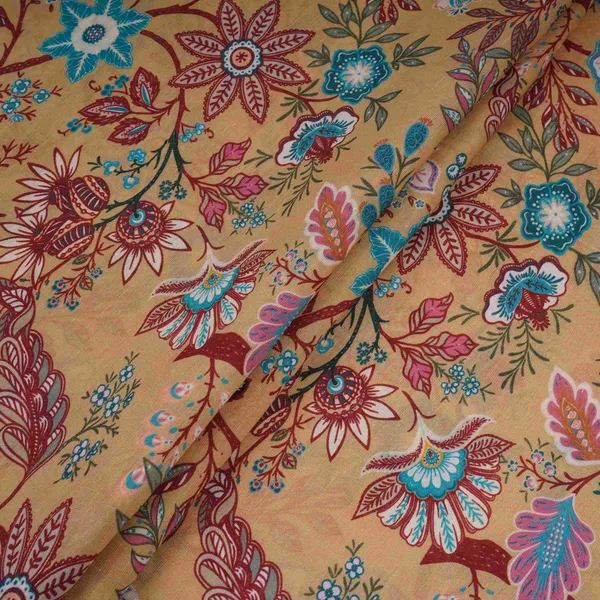 Olive_Green_With_Multicolor_Kalamkari_Print_Pure_Linen_Fabric_Gts_31330_Default_Title