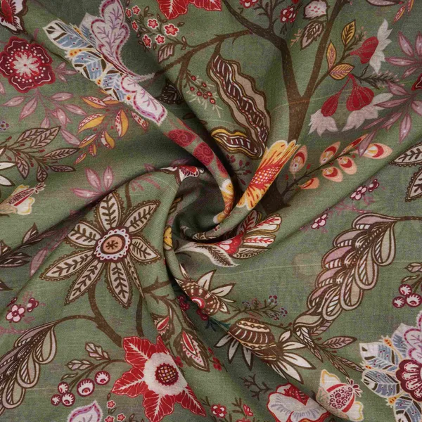 Mehendi_Green_With_Multicolor_Kalamkari_Print_Pure_Linen_Fabric_Gts_31331_Default_Title