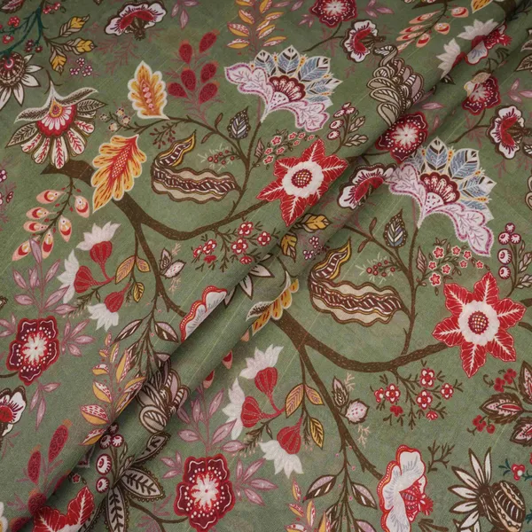 Mehendi_Green_With_Multicolor_Kalamkari_Print_Pure_Linen_Fabric_Gts_31331_Default_Title
