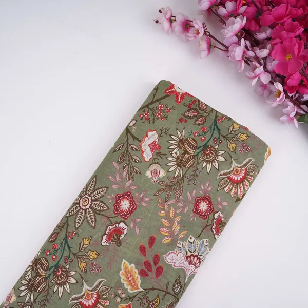 Mehendi_Green_With_Multicolor_Kalamkari_Print_Pure_Linen_Fabric_Gts_31331_Default_Title