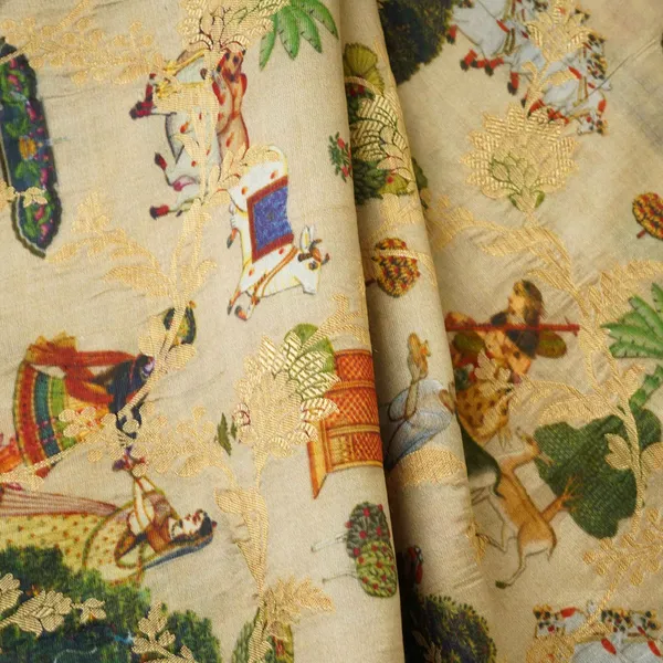 Beige_Traditional_Jacquard_Print_Raw_Mango_Silk_Fabric_Cw_31585_Default_Title