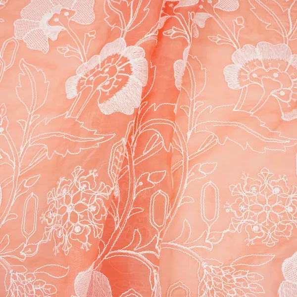 Salmon_Pink_Chikankari_Embroidery_Organza_Fabric_Vfs_31705_Default_Title