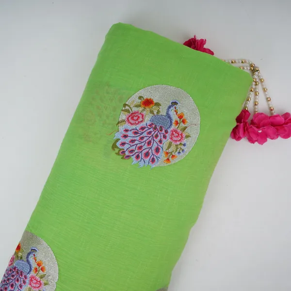 Parrot_Green_Floral_Buta_Patch_Embroidery_Chinon_Cotton_Slub_Fabric_Vfs_31656_Default_Title