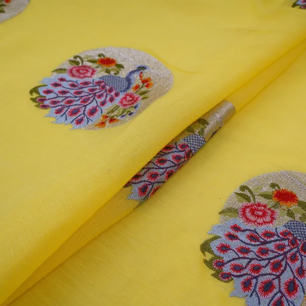 Lemon_Yellow_Floral_Buta_Patch_Embroidery_Chinon_Cotton_Slub_Fabric_Vfs_31657_Default_Title