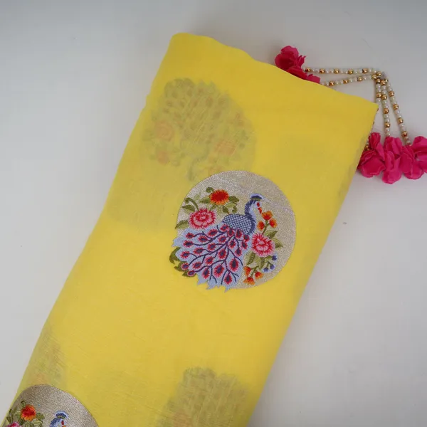 Lemon_Yellow_Floral_Buta_Patch_Embroidery_Chinon_Cotton_Slub_Fabric_Vfs_31657_Default_Title
