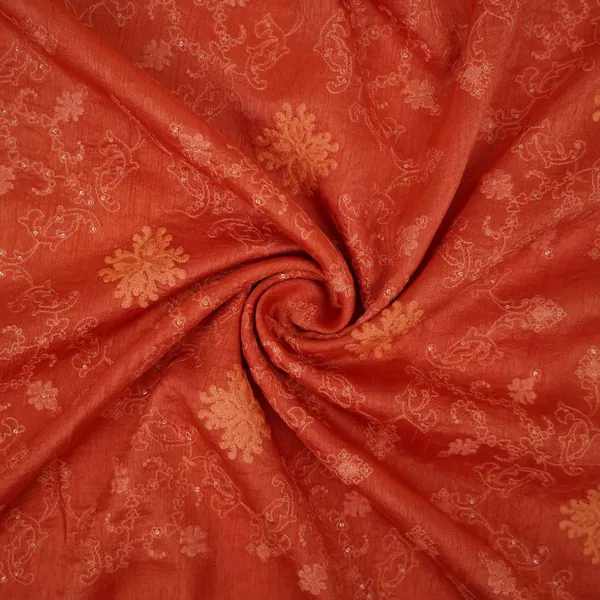 Rust_Red_Floral_Jaal_Embroidery_Raw_Silk_Fabric_Vfs_31666_Default_Title