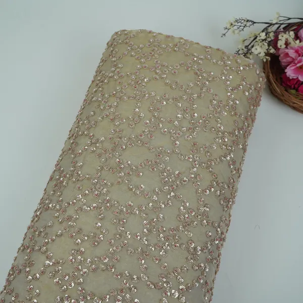 Antique_Gold_With_Rose_Gold_Sequins_Embroidery_Kanjivaram_Silk_Fabric_Tf_32080_Default_Title