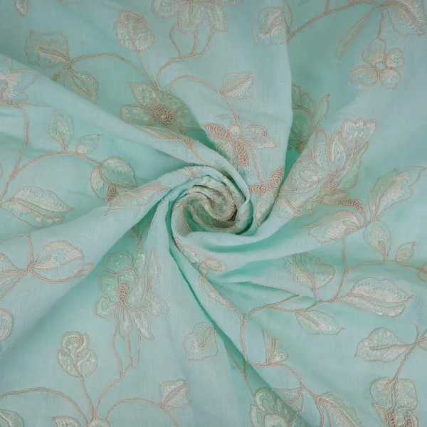 Sky_Blue_Floral_Embroidery_Pure_Linen_Fabric_Gpf_32066_Default_Title