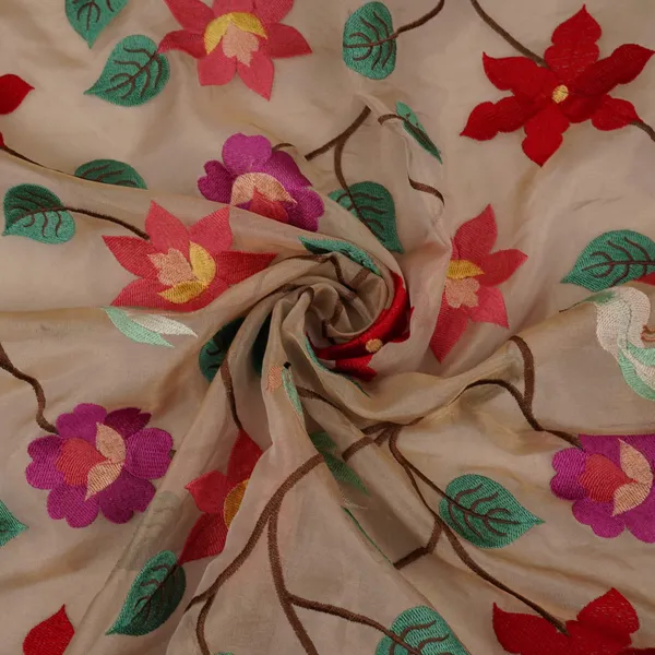 Beige_With_Multicolor_Thread_Floral_Embroidery_Kanjivaram_Silk_Fabric_Tf_31441_Default_Title