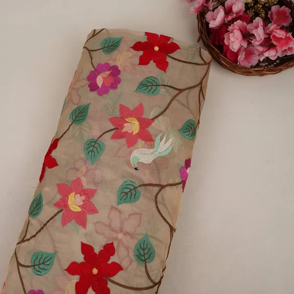 Beige_With_Multicolor_Thread_Floral_Embroidery_Kanjivaram_Silk_Fabric_Tf_31441_Default_Title