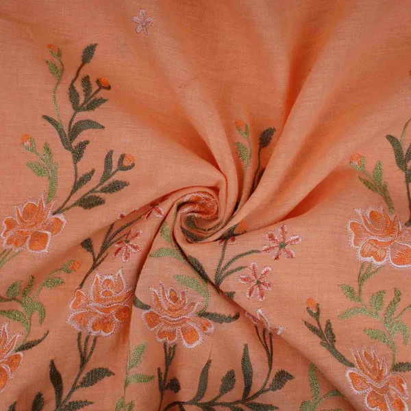 Peach_Floral_Embroidery_Cotton_Linen_Fabric_Gpf_32250_Default_Title