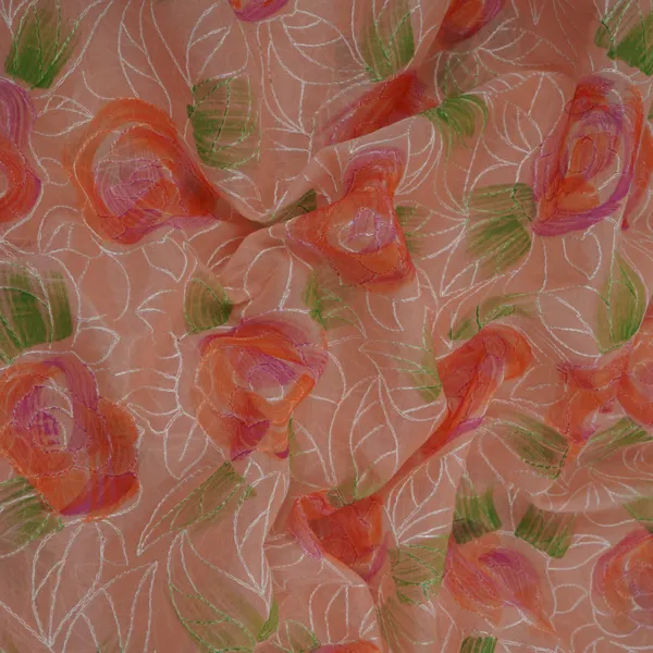Peach_Floral_Thread_Embroidery_Chanderi_Fabric_Ums_32289_Default_Title