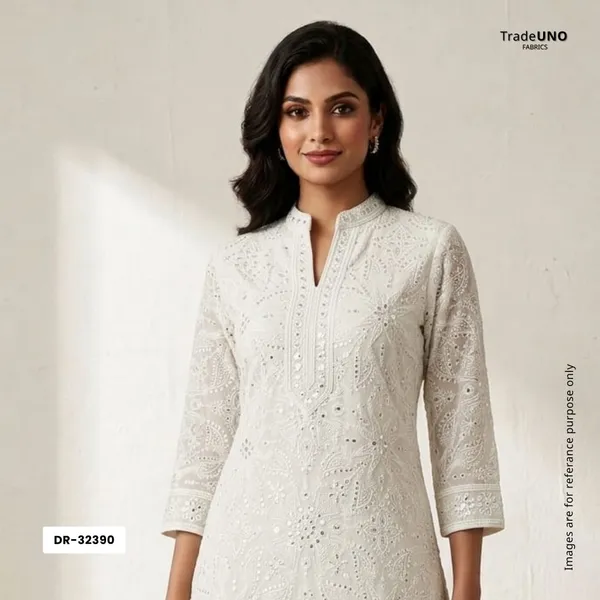 White_Dyeable_Mirror_Thread_Embroidery_Georgette_Fabric_Dr_32390_Default_Title