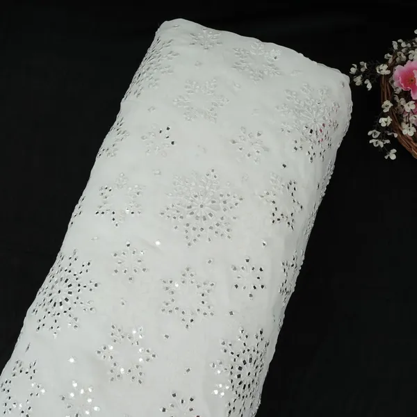 White_Dyeable_Mirror_Thread_Embroidery_Georgette_Fabric_Dr_32390_Default_Title