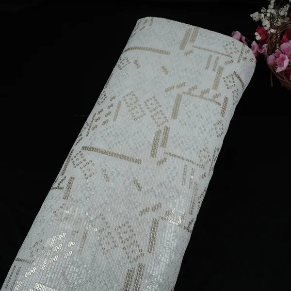 White_Dyeable_Geometrical_Sequins_Embroidery_Georgette_Fabric_Dr_32700_Default_Title