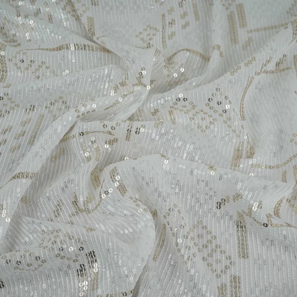 White_Dyeable_Geometrical_Sequins_Embroidery_Georgette_Fabric_Dr_32700_Default_Title