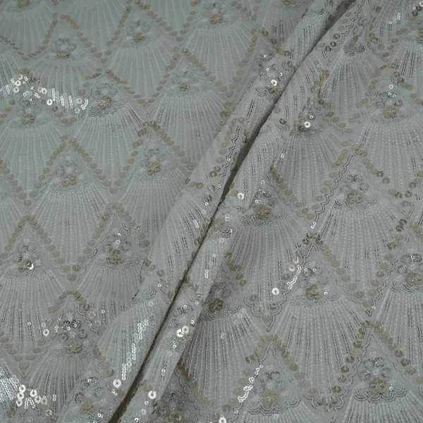 White_Dyeable_Chevron_Sequins_Embroidery_Georgette_Fabric_Dr_32701_Default_Title