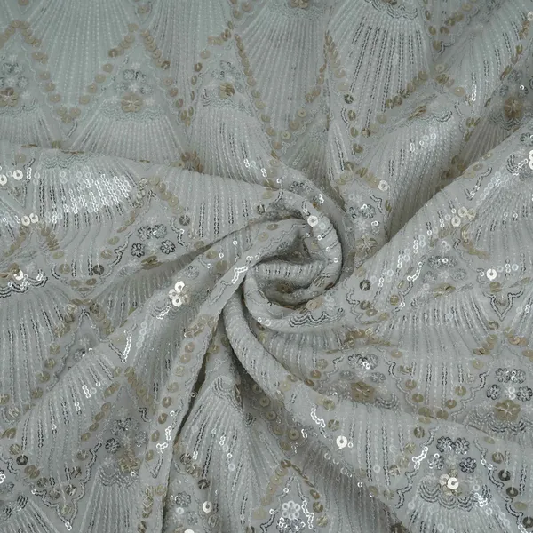 White_Dyeable_Chevron_Sequins_Embroidery_Georgette_Fabric_Dr_32701_Default_Title