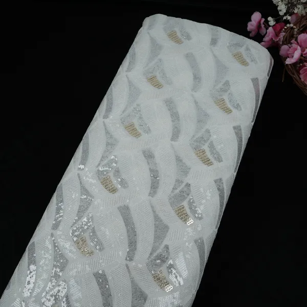 White_Dyeable_Abstract_Sequins_Embroidery_Georgette_Fabric_Dr_32702_Default_Title