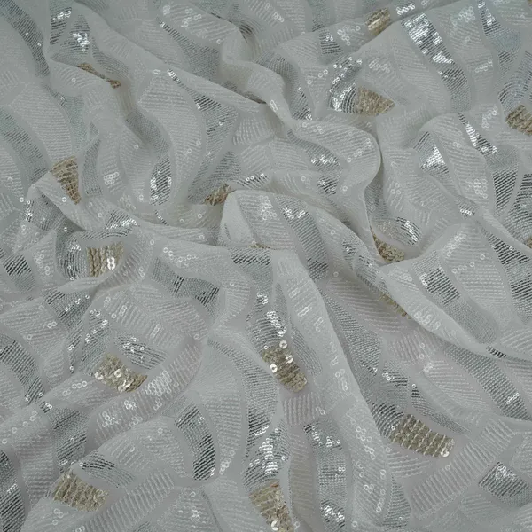 White_Dyeable_Abstract_Sequins_Embroidery_Georgette_Fabric_Dr_32702_Default_Title