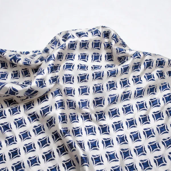 White_Blue_Geometrical_Print_Russian_Silk_Fabric