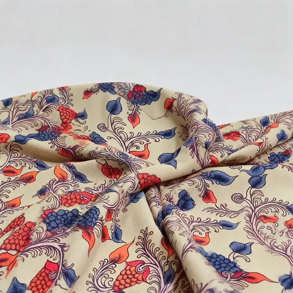 Blue_Orange_Floral_Madhubani_Print_Viscose_Fabric
