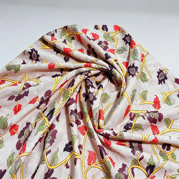 Cream_Leaf_Print_Viscose_Fabric