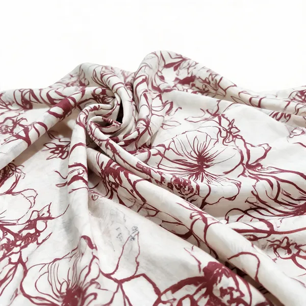 White_Brown_Floral_Print_Viscose_Fabric
