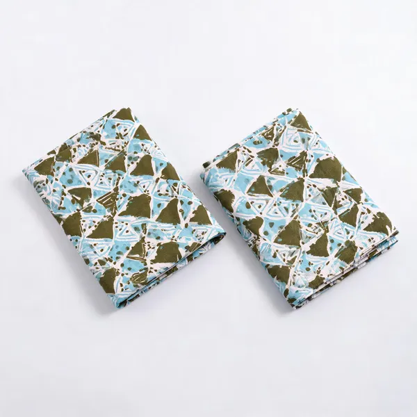 White_With_Green_Blue_Handblock_Print_Cotton_Fabric_2_Mtr