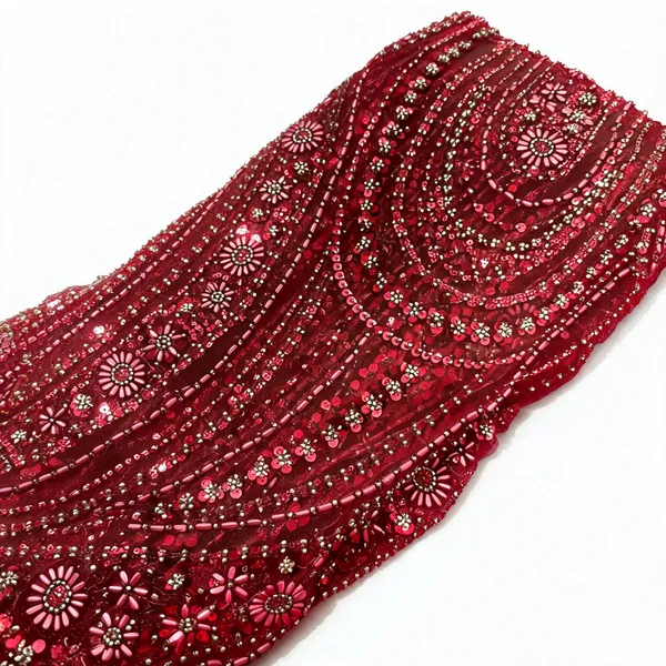 Red_Floral_Pearl_Sequence_Handwork_Embroidery_Net_Fabric_14496