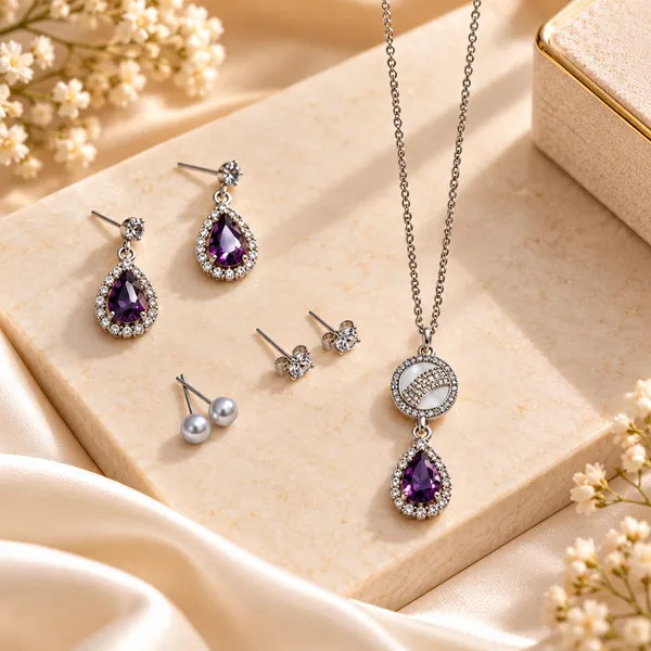 Silver_Brass_Combo_Earring_And_Pendant_Set_For_Women
