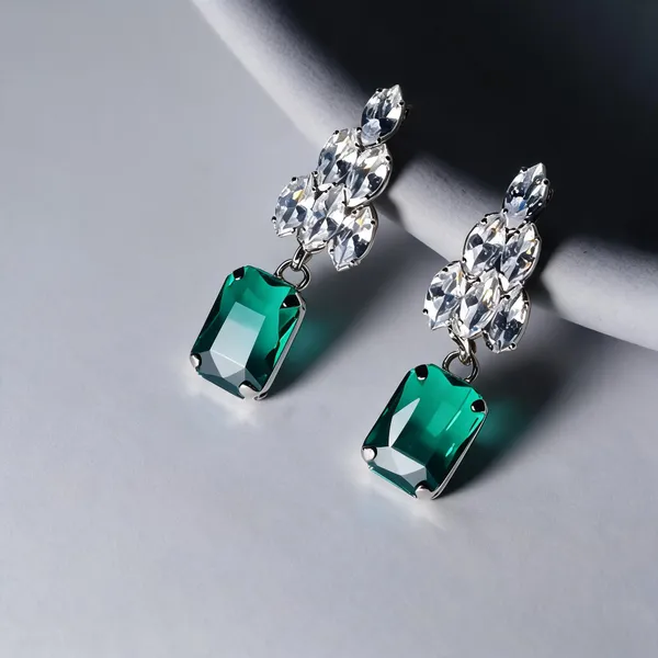 Silver_And_Green_Brass_Earring_For_Women