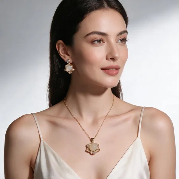 Gold_And_White_Brass_Combo_Earring_And_Pendant_Set_For_Women