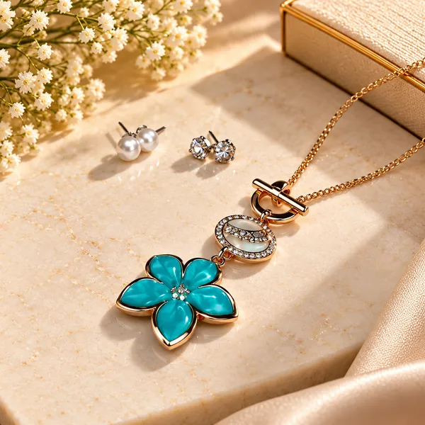 Turquoise_And_Gold_Brass_Combo_Earring_And_Pendant_Set_For_Women