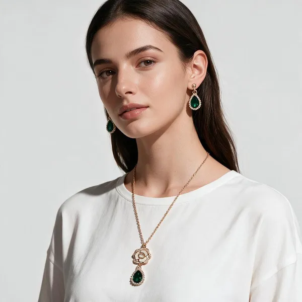 Green_And_Rose_Gold_Brass_Combo_Earring_And_Pendant_Set_For_Women