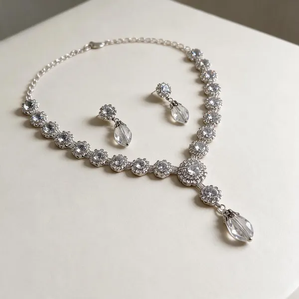 Silver-Tone_Crystal_Necklace_Set_For_Women_-_Pack_Of_2