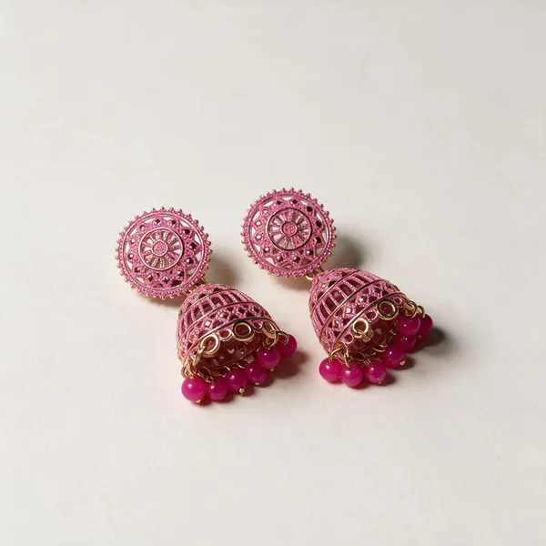 Pink_Traditional_Jhumka_Earrings_For_Women_-_Pack_Of_2