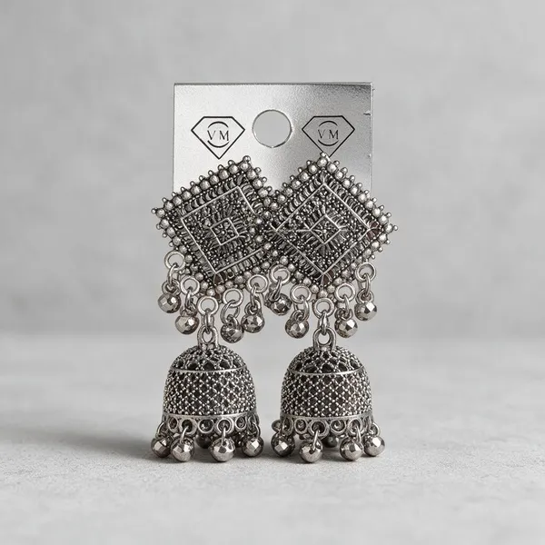 Silver_Oxidized_Jhumka_Earrings_For_Women_-_Pack_Of_2