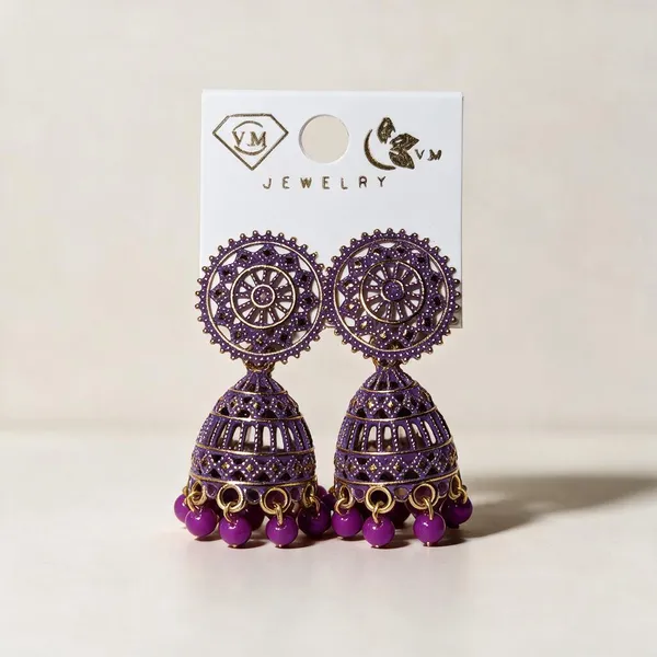 Purple_Gold-Tone_Jhumka_Earrings_For_Women_-_Pack_Of_2