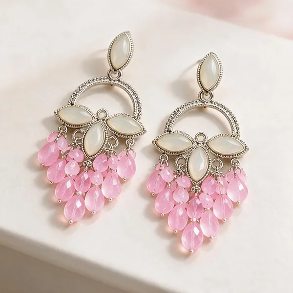 Pink_Stone_Chandelier_Earrings_For_Women