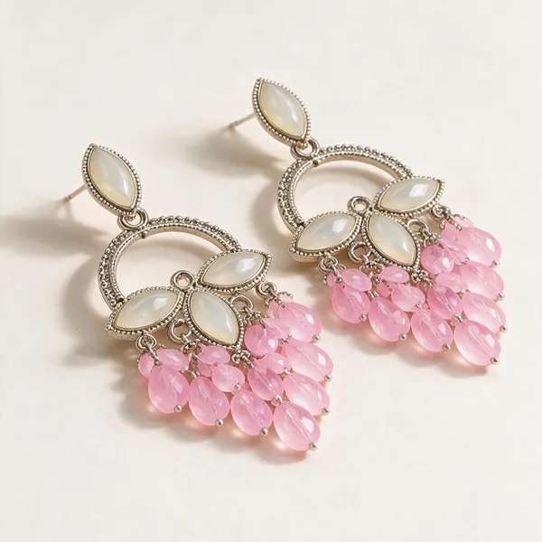 Pink_Stone_Chandelier_Earrings_For_Women