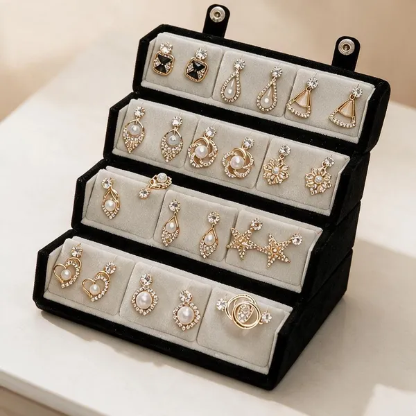 Gold_Tone_Pearl_And_Rhinestone_Earrings_Set_For_Women