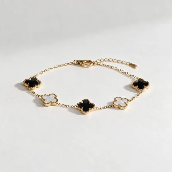 Black_Gold_Tone_Clover_Bracelet_Jewellery_For_Women_-_Pack_Of_2