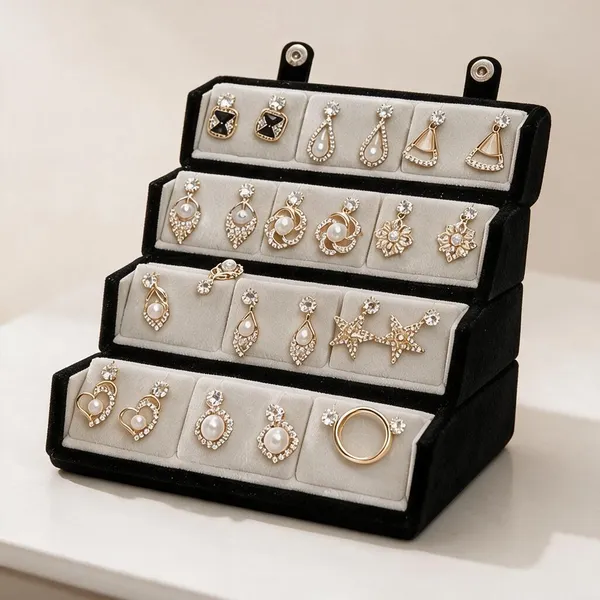 Gold_Tone_Pearl_And_Rhinestone_Earrings_Set_For_Women