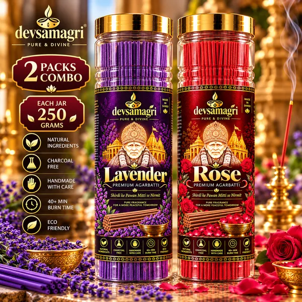 Devsamagri_Premium_Agarbatti_Combo_Pack_Of_Lavender_+_Rose_|_500G