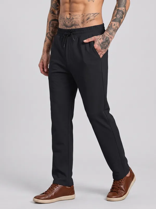 Black_4_Way_Twill_Casual_Fit_Jogger_Pants_For_Men