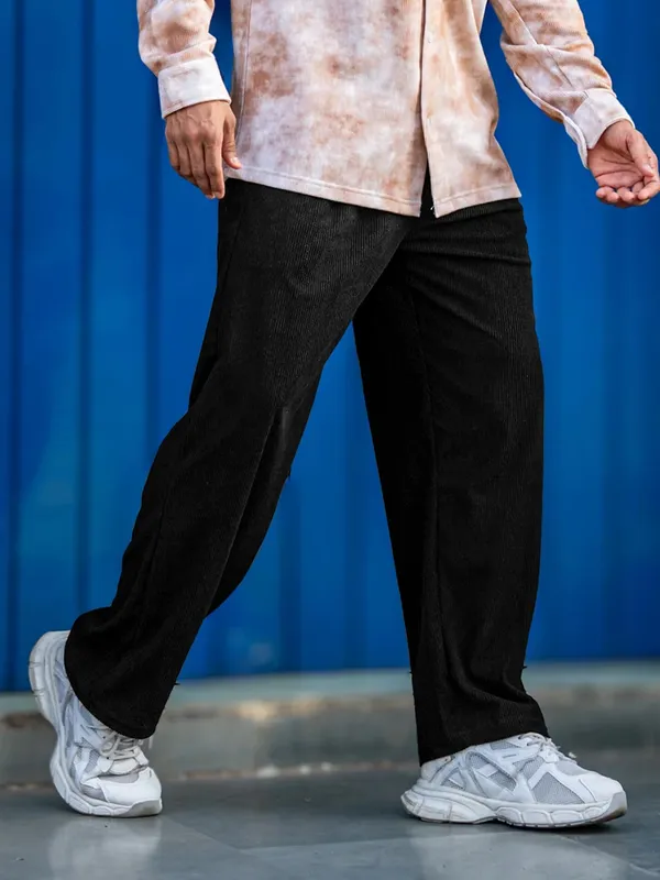 Black_Corduroy_Relaxed_Fit_Trousers_For_Men