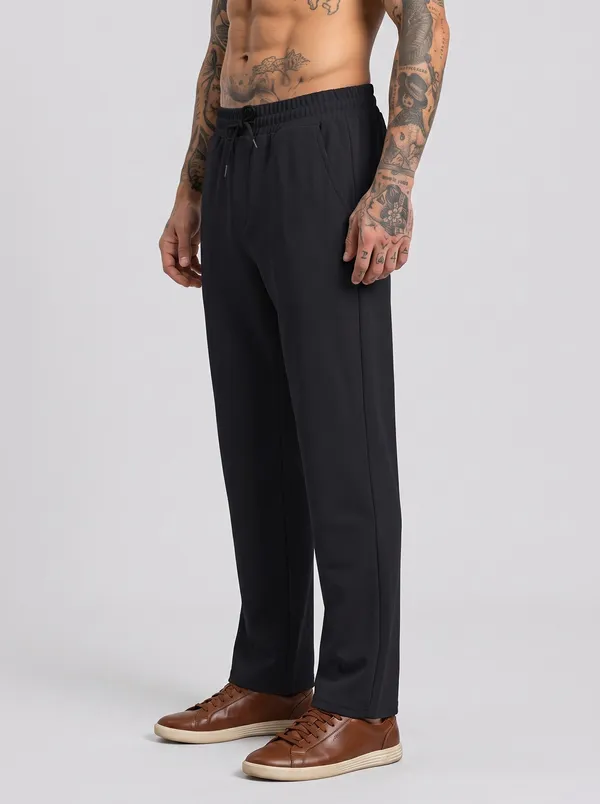 Black_4_Way_Twill_Casual_Fit_Jogger_Pants_For_Men