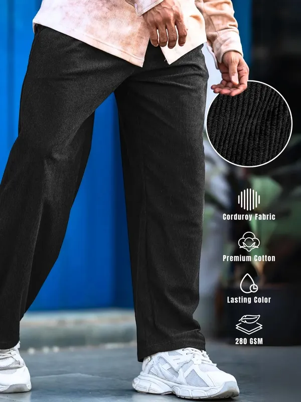 Black_Corduroy_Relaxed_Fit_Trousers_For_Men