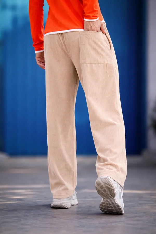 Cream_Corduroy_Relaxed_Fit_Cargo_Pants_For_Men